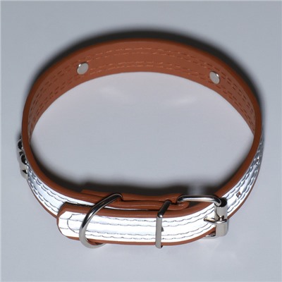 Ошейник со светоотражающей полосой и косточками, 45×2 см, цвет МИКС