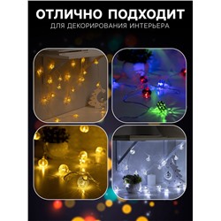 Гирлянда «Нить» 4 м с насадками «Шарик с орнаментом», IP20, прозрачная нить, 20 LED, свечение мульти, 8 режимов, 220 В