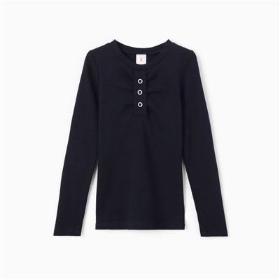 Лонгслив для девочки, цвет темно-синий, рост 122