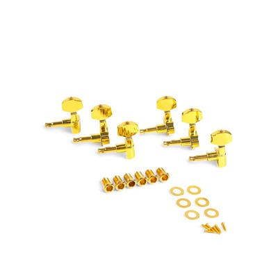 Комплект одиночной колковой механики Music Life, золотистые, 3+3