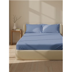 Простыня на резинке 1.5-спальная SL Home, 140×200+30 см, синяя, модал