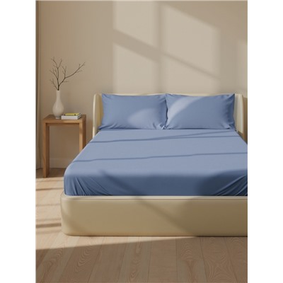 Простыня на резинке 1.5-спальная SL Home, 140×200+30 см, синяя, модал