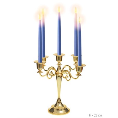 Подсвечник на 5 свечей 25 см золото / 6305G /уп 30/