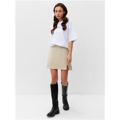 Юбка мини с разрезом женская MIST: Classic Collection, размер 48, бежевая, белая