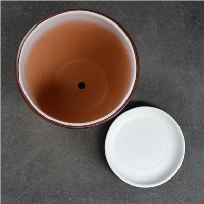 Горшок для цветов «Абстракция», 2.5 л, d=19 см, h=18 см, керамика, с поддоном, белый