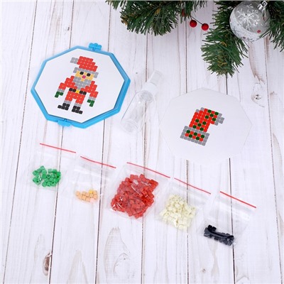 УЦЕНКА Аквамозаика "Дед мороз и носок", 200 деталей, Sl-02404