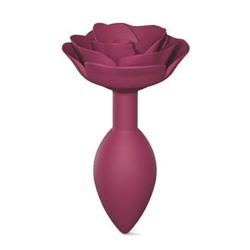 Сливовая анальная пробка с ограничителем-розой Open Rose Size M Butt Plug