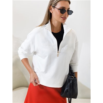 Джемпер с воротом на молнии из  футера двухнитки с эластаном