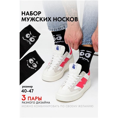 Носки мужские Смайл (набор 3 пары) (Черный)