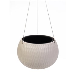 Кашпо для цветов «Жемчужина», 4 л, d=29 см, h=19.5 см, пластик, со вставкой, подвесное, бежевое