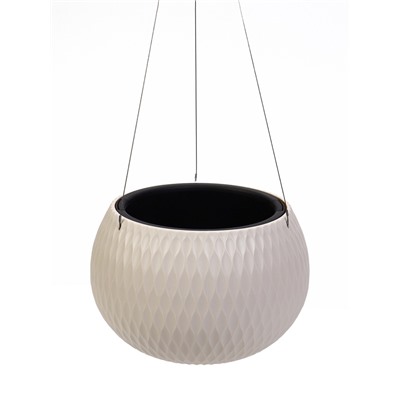 Кашпо для цветов «Жемчужина», 4 л, d=29 см, h=19.5 см, пластик, со вставкой, подвесное, бежевое