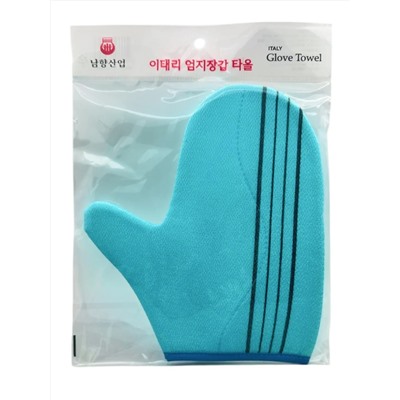 Bath Towel Мочалка-рукавица для душа с пилинг-эффектом, уплотненная, голубой 28190