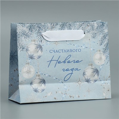 Пакет подарочный новогодний крафтовый «Новогодняя нежность», S 15×12×5.5 см