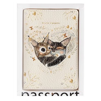 Обложка для паспорта "Love me.Котики приносят счастье" кожзам 3-620/09 Bruno Visconti
