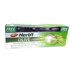 Dabur Herb'l Olive Toothpaste with Toothbrush/Дабур Зубная Паста Уход за Эмалью с Экстрактом Оливы + Зубная Щётка Ср. Жесткости 150г.