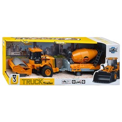 Машина "Асфальтоукладчик" с бетономешалкой (свет, звук) в коробке