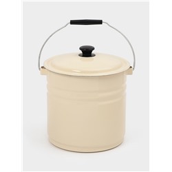 Ведро эмалированное, 12 л, с крышкой и ручкой, цвет слоновой кости