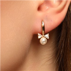 Серьги коллекция "Xuping" покрытие позолота 18К, вставка: фианиты и искусственный жемчуг, арт.101.095