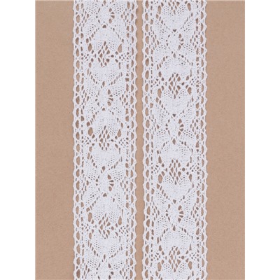 Кружево вязаное, 55 мм, 15±1 м, белое