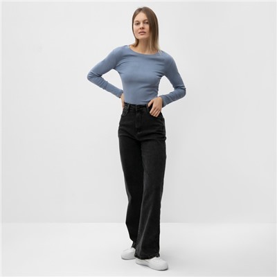 Джинсы женские палаццо утеплённые, размер 27 (42-44), серые