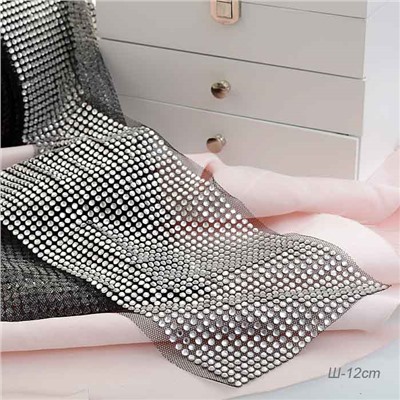 Лента-сетка со стразами 9 метров ширина 12 см 120539 / HCC-A16 /уп 15/Цена за 1 м