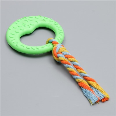Игрушка жевательная с канатом «Гиря», зелёная