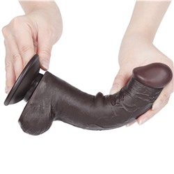 Коричневый фаллоимитатор 8 Sliding Skin Dual Layer Dong на присоске - 20,8 см.