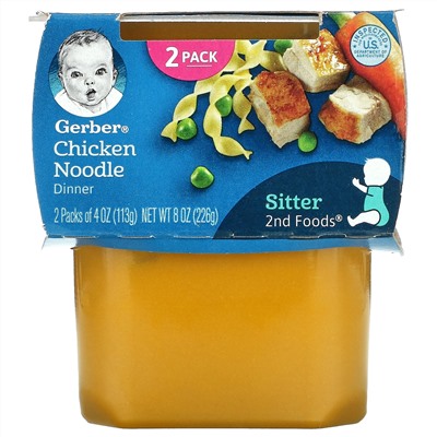 Gerber, Chicken Noodle Dinner, Sitter, 2 Packs, 4 oz (113 g) Each