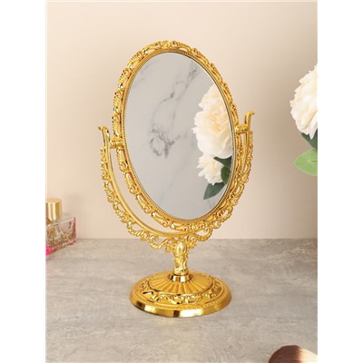 Зеркало настольное ажурное двустороннее 31 см овал / YDW-11 /уп 48/золото