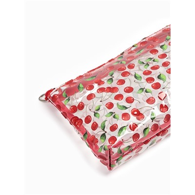 Косметичка женская Cherry lady, для бассейна, на молнии, прозрачная, красная