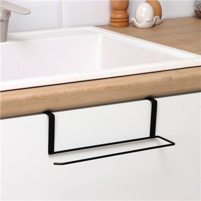 Держатель для полотенец на дверцу Доляна, 3 см, подвесной, 24.5×8.5×7 см, чёрный