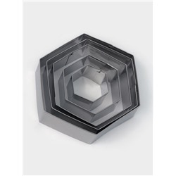 Формы печенья Доляна «Шестиугольник», набор 5 шт., 9.6×8.3×2.5 см, нержавеющая сталь, серебристые