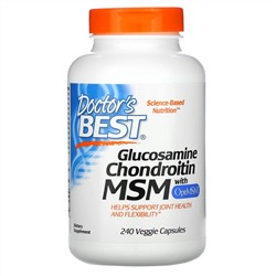 Doctor's Best, глюкозамин, хондроитин и МСМ с OptiMSM, 240 вегетарианских капсул