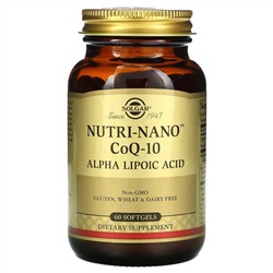 Solgar, CoQ-10 Nutri-Nano, альфа-липоевая кислота, 60 мягких желатиновых капсул