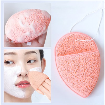 Губка-спонж для умывания капля с кармашком на веревке