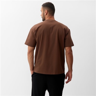 Футболка мужская MINAKU, коричневая, размер 46-48