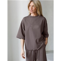 Футболка из эластичного футера с авторским принтом