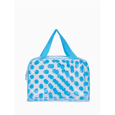 Косметичка-сумка на молнии для бассейна, с ручками, в горох, полупрозрачная/голубая