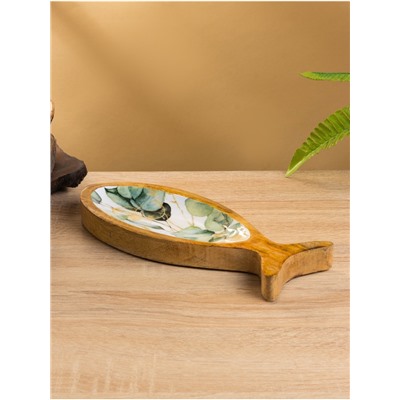 Блюдо в форме рыбки «Оливковая ветвь», 25.5×10×2 см, дерево манго