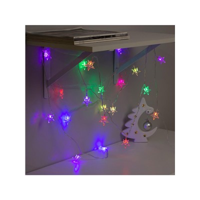 Гирлянда «Нить» 5 м с насадками «Звезда средняя», IP20, прозрачная нить, 20 LED, свечение мульти (RG/RB), мигание, 220 В