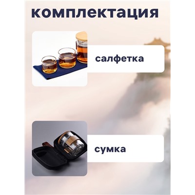 Набор для чайной церемонии ДЖЕКИЧАЙ «Цзиси», 4 предмета, на 2 персоны, чашка, чайник, стекло