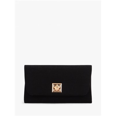 Сумка-клатч женская вечерняя на клапане, на длинной цепочке, однотонная, чёрная