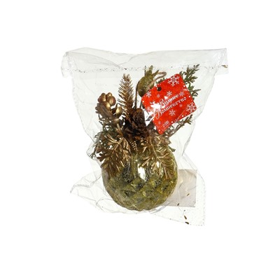 Ёлочный шар «Валенсия», новогодний, d=8 см, грани шишка ягоды, золото