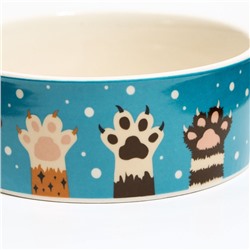 Миска керамическая «Лапы» 300 мл - 11.5×11.5×5 см, белая/синяя