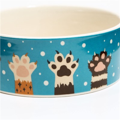 Миска керамическая «Лапы» 300 мл - 11.5×11.5×5 см, белая/синяя
