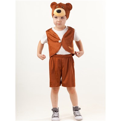 Карнавальный костюм «Медведь Потапик», жилет, шорты, шапка, размер 110-56