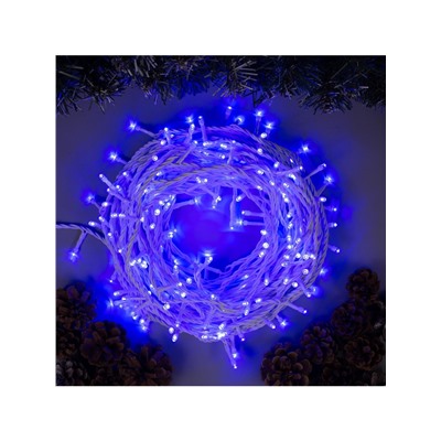 Гирлянда «Нить» 20 м, IP44, белая нить, 200 LED, свечение синее, 8 режимов, 220 В