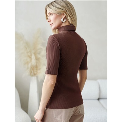 Водолазка из фактурного трикотажа в рубчик