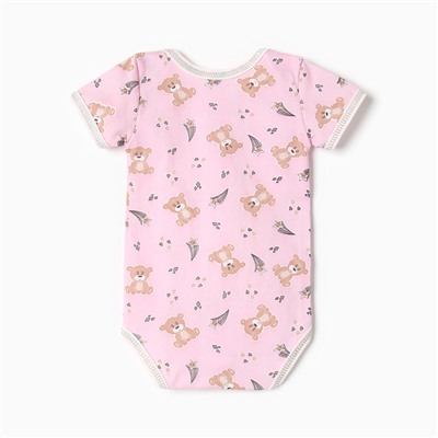Боди Bloom Baby «Мишки» с коротким рукавом, рост 80 см, розовый