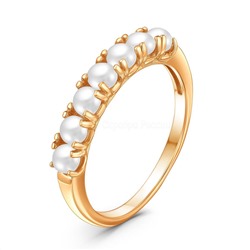 Кольцо из золочёного серебра с культ.жемчугом 925 пробы К-3988зж1005